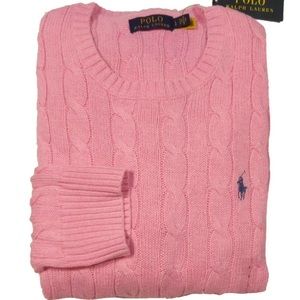 POLO Men's Cable-Knit Cotton Pullover Sweater